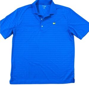 Masters Tech  Blue Textured Stripe Polo Golf Shirt L